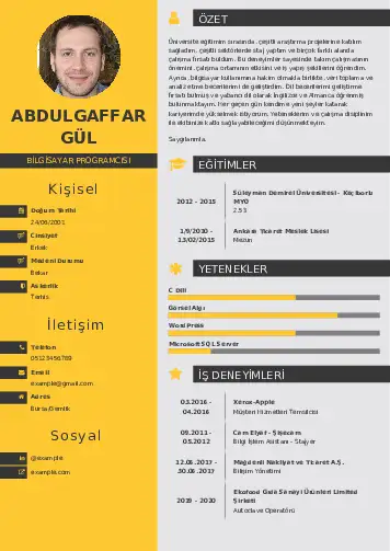 Bilgisayar Programcısı CV Örnekleri cv indir